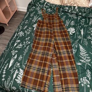 Cider Plaid Brown and Blue Overalls
